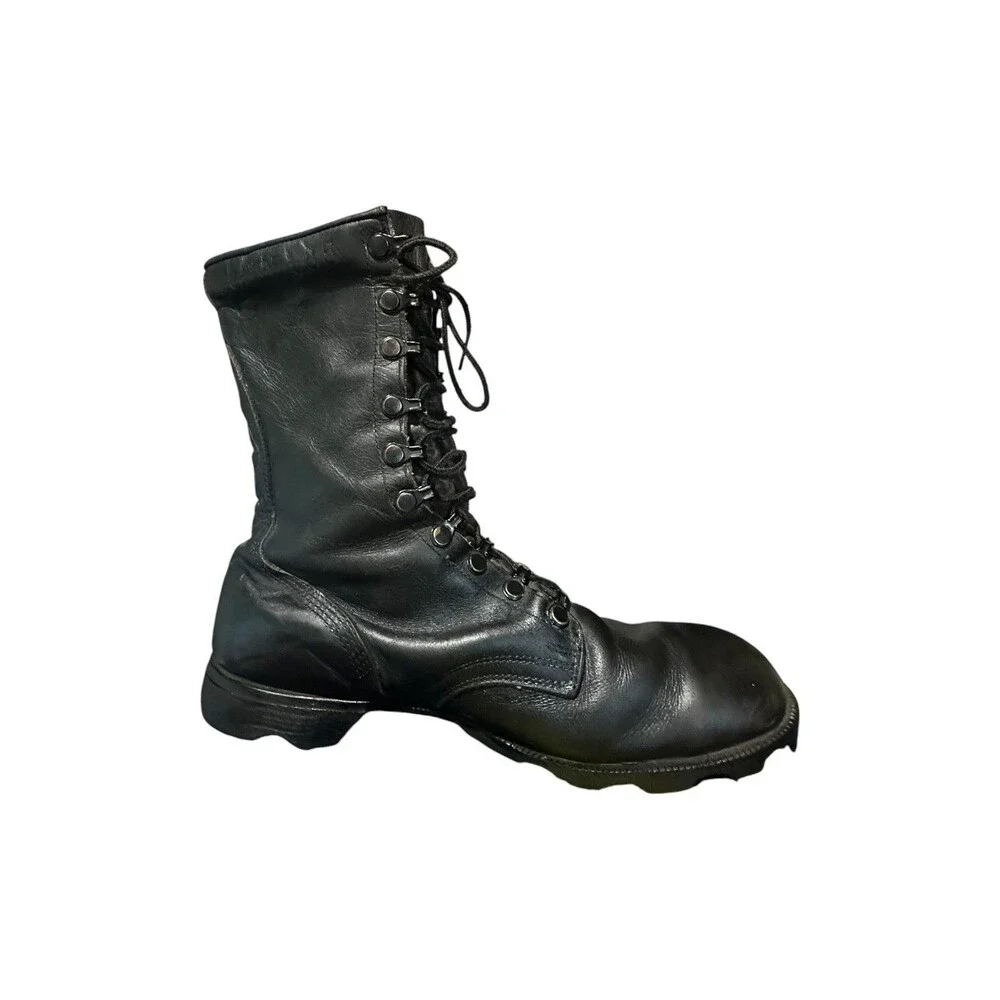 RO-Search Military Combat Boots 10 R Vintage 1985 Black Leather USA Lace Jungle